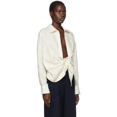 Shop Jacquemus Off-white Linen 'la Chemise Bahia' Shirt In Off White