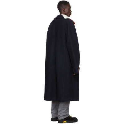 Shop Off-white Navy Oversized Coat In 3200 Dkblno