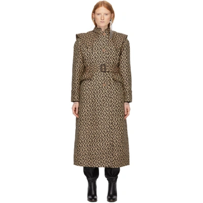 Shop Gucci Beige Wool G Rhombus Cap Trench Coat In 2254 Beige