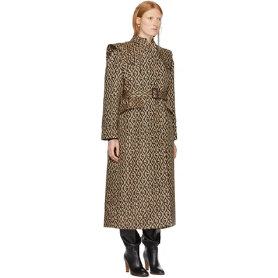 Shop Gucci Beige Wool G Rhombus Cap Trench Coat In 2254 Beige