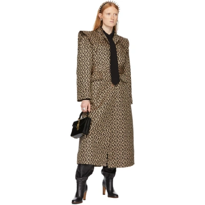 Shop Gucci Beige Wool G Rhombus Cap Trench Coat In 2254 Beige