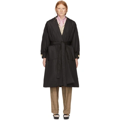 Shop Gucci Black Silk Oversized Taffeta Coat In 1043 Black