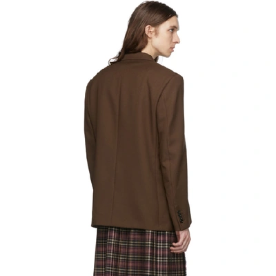 Shop Gucci Brown Double-breasted Fluid Blazer In 2038 Vbrow