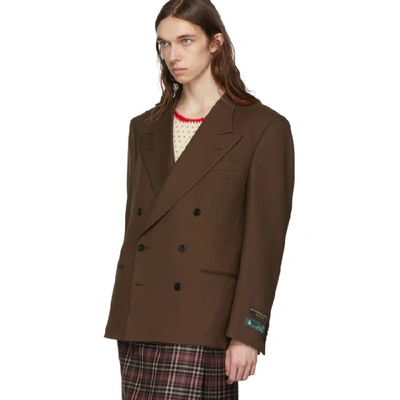 Shop Gucci Brown Double-breasted Fluid Blazer In 2038 Vbrow