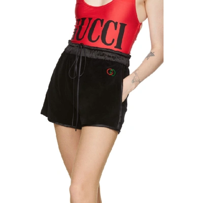 Shop Gucci Black Chenille Drawstring Shorts In 1000 Black