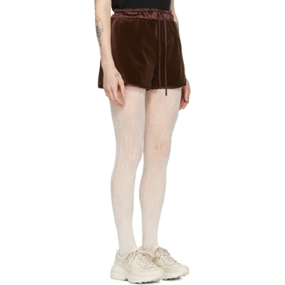 Shop Gucci Brown Chenille Drawstring Shorts In 2028 Brown