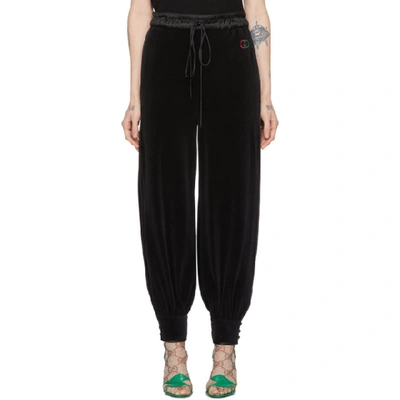 Shop Gucci Black Chenille Jogging Lounge Pants In 1000 Black