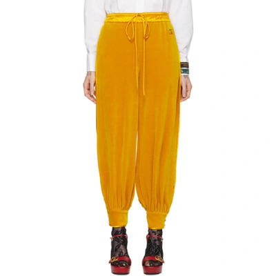 Shop Gucci Yellow Chenille Jogging Lounge Pants In 7325 Yellow