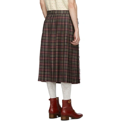 GUCCI 酒红色 AND 黑色苏格兰格纹羊毛裙裤