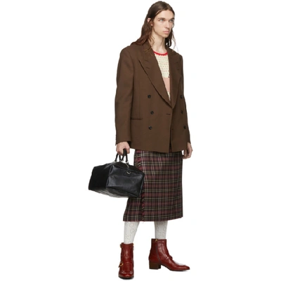 Shop Gucci Burgundy And Black Wool Tartan Kilt Shorts In 5727 Vineya