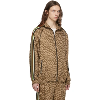 Gucci Men's Rhombus-print Twill Track Jacket In 2100 Brwnmu