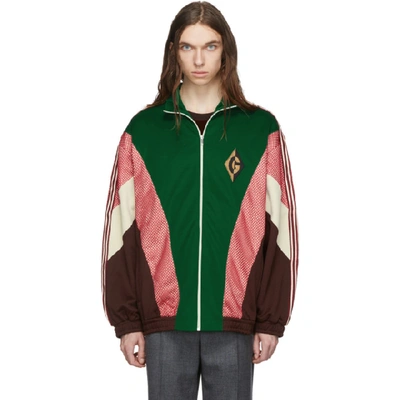 Shop Gucci Green G Rhombus Patch Zip Jacket In 3103 Yardli