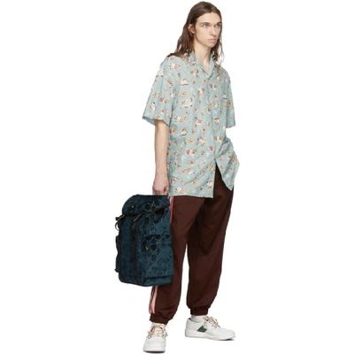 Shop Gucci Blue Chambray Print Oversized Shirt In 3397 Acqua/
