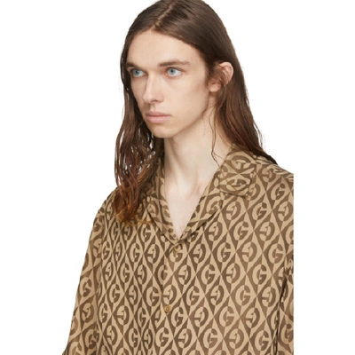Shop Gucci Brown G Rhombus Shirt In 2668 Camel/