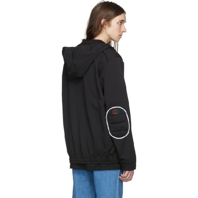 Shop Gucci Black Logo Oversized Zip Hoodie In 1082 Black