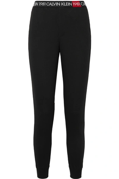 Shop Calvin Klein Underwear Cotton-jersey Track Pants In Black