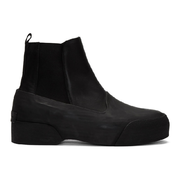 black rubber chelsea boots