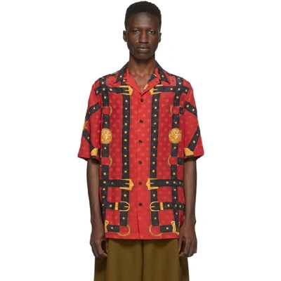 Shop Versace Red Bondage Print Short Sleeve Shirt In A743 Rossta