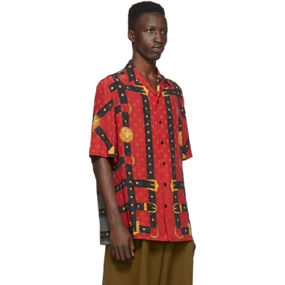 Shop Versace Red Bondage Print Short Sleeve Shirt In A743 Rossta