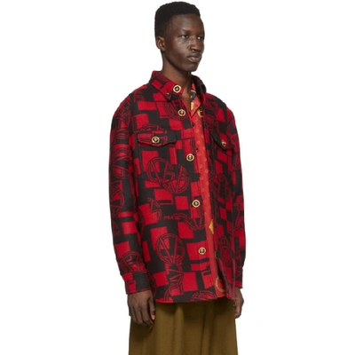 Shop Versace Red Gv Shirt Jacket In A418 Rosner