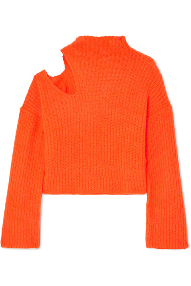 bright orange turtleneck