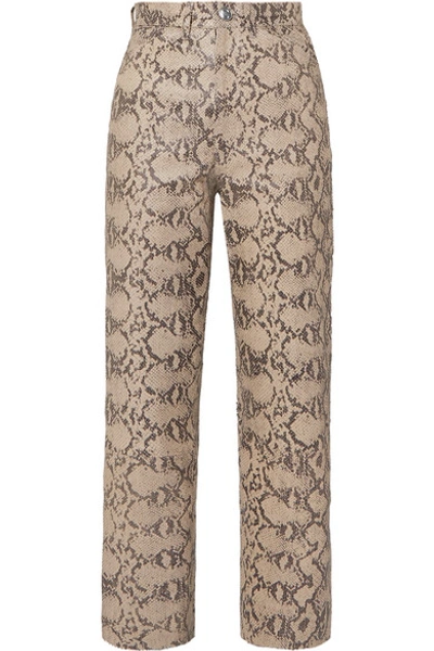 Shop Sprwmn Snake-effect Leather Straight-leg Pants In Snake Print