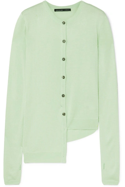 Shop Andersson Bell Asymmetric Cutout Modal Cardigan In Mint