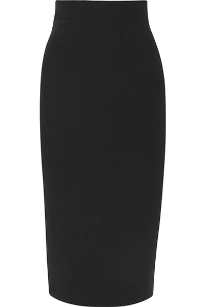 Shop Safiyaa Hokoku Stretch-crepe Midi Skirt In Black