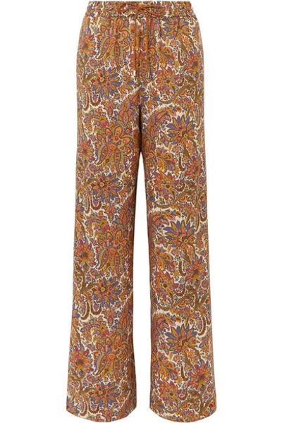 Shop Etro Paisley-print Wool And Silk-blend Straight-leg Pants In Beige