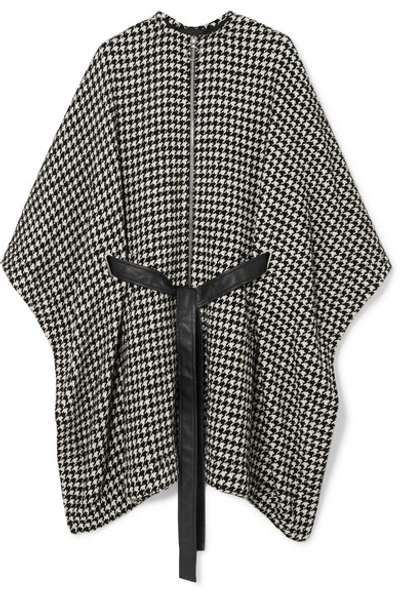 Maje Giro Belted Houndstooth Bouclé Cape In Black | ModeSens