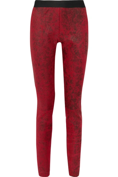Shop Ann Demeulemeester Coated Leather Leggings In Red
