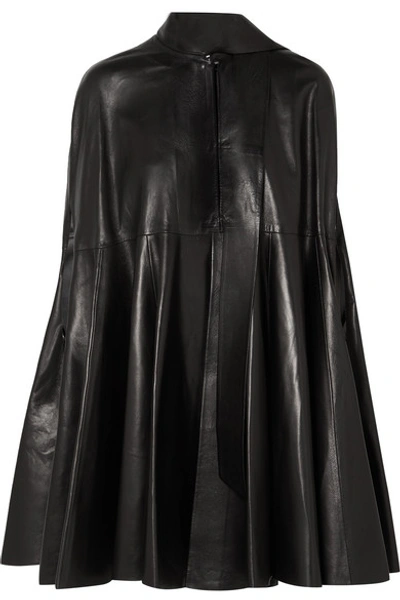 Shop Valentino Draped Leather Cape In Black