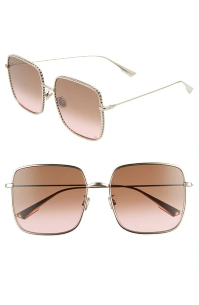 Shop Dior 3fs 59mm Square Sunglasses In Light Gold/ Black Brown Green