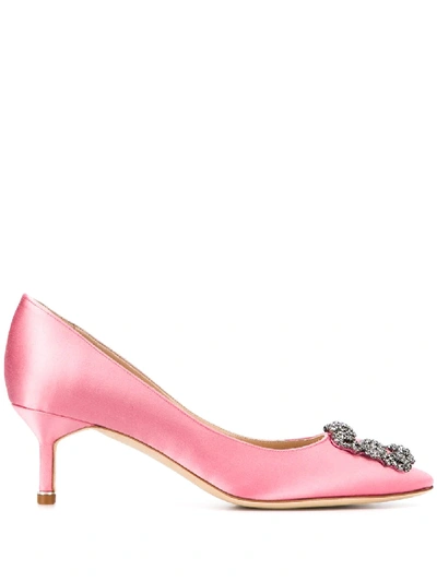 Shop Manolo Blahnik Hangisi Low-heel Pumps In Pink