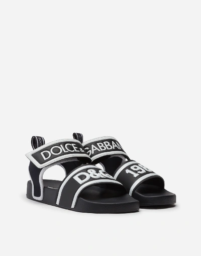 Shop Dolce & Gabbana Sandals In Printed Nappa Calfskin In Black