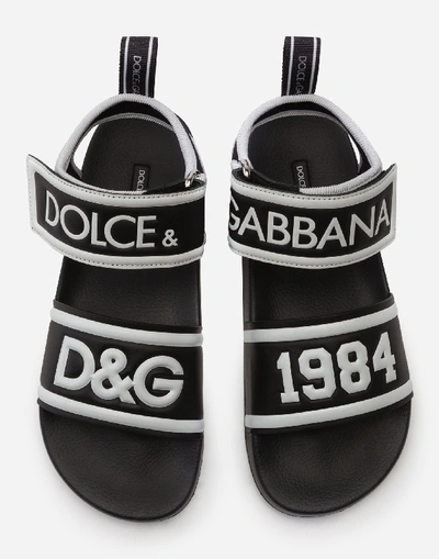 Shop Dolce & Gabbana Sandals In Printed Nappa Calfskin In Black