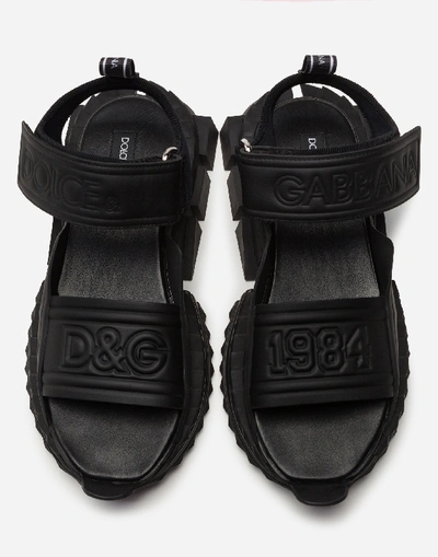 Shop Dolce & Gabbana Printed Calfskin Nappa Sandals In Black