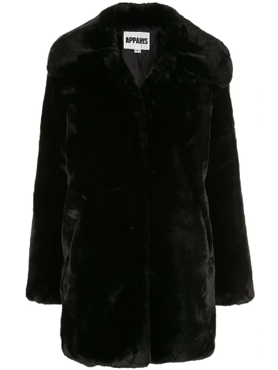 Shop Apparis Alix Faux-fur Coat In Black