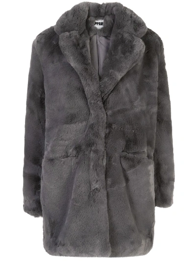 Shop Apparis 'sophie' Faux-fur-mantel In Grey