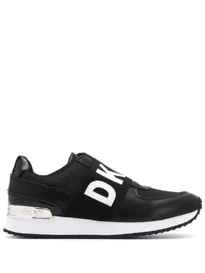 Shop Dkny Logo Strap Sneakers In Black