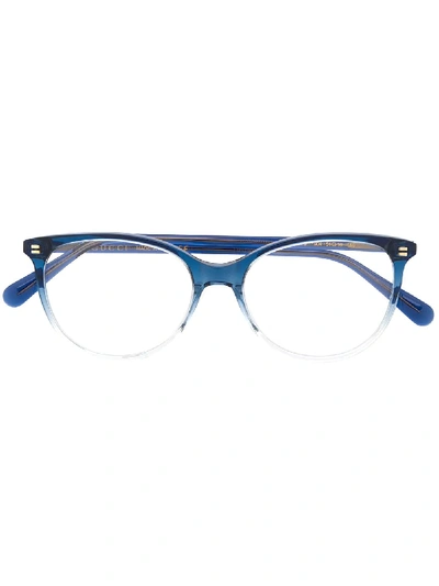 Shop Gucci Gradient Soft Round-frame Glasses In Blue