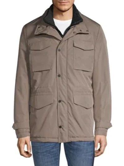 Shop Saks Fifth Avenue Water-repellant Cargo Jacket In Taupe