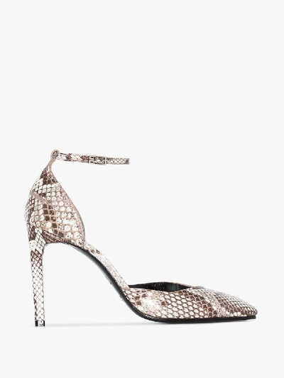 Shop Givenchy Grey 100 Snake Print Leather Pumps