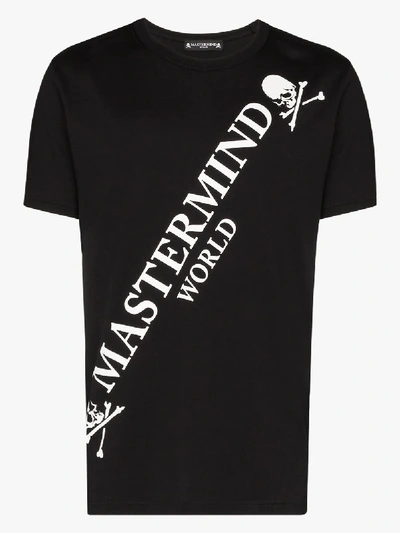 Shop Mastermind Japan Black Slanted Logo Print T-shirt