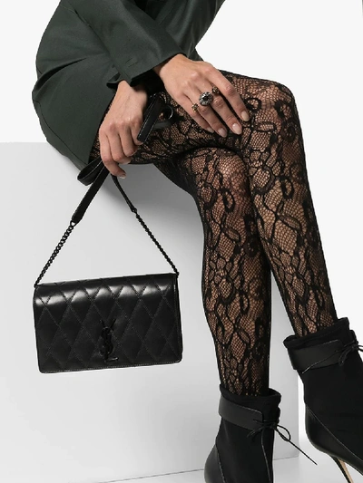 Shop Saint Laurent Black Angie Quilted Leather Shoulder Bag