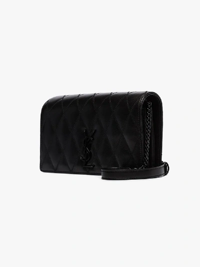 Shop Saint Laurent Black Angie Quilted Leather Shoulder Bag