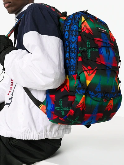 Shop Polo Ralph Lauren Multicoloured Heritage Printed Backpack In Blue