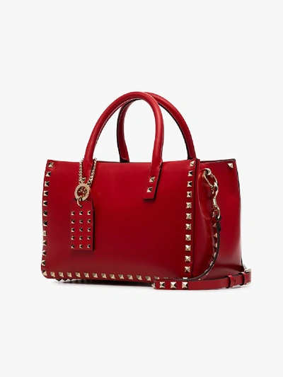 Shop Valentino Red Garavani Rockstud Leather Tote Bag