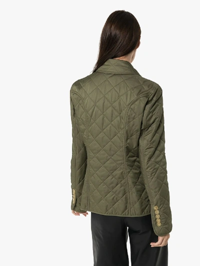 Shop Burberry Button-up Quilted Jacket In Green
