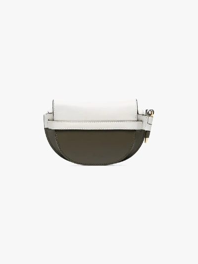 Shop Loewe Green And White Mini Gate Leather Shoulder Bag